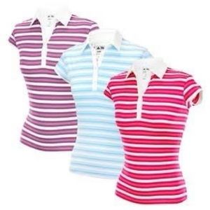 Women’s Adidas ClimaLite golf shirt-blue striped